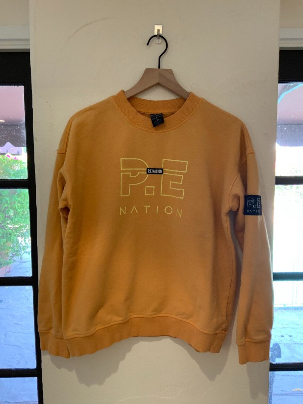 P.E Nation Mustard Yellow Crewneck Sweatshirt Size Small Athleisure Pullover